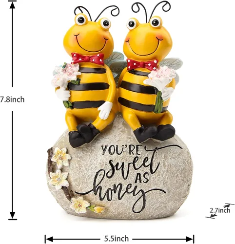 Vista 2 de Smadeer Estatua de abeja para decoración de jardín, figura de abeja de miel para patio al aire libre, césped, porche, patio, exterior, estante