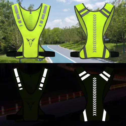 Vista 2 de TCCFCCT Chaleco reflectante para correr, equipo de correr de alta visibilidad con bolsillo grande
