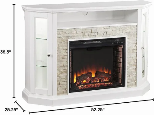 Vista 11 de Southern Enterprises chimenea eléctrica convertible, Metal, Blanco