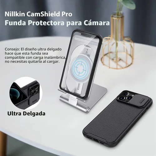 Vista 5 de Nillkin Funda para iPhone 13 Pro Max con cubierta deslizante para cámara [Protección mejorada de lentes] [PC rígido + bumper de TPU], funda