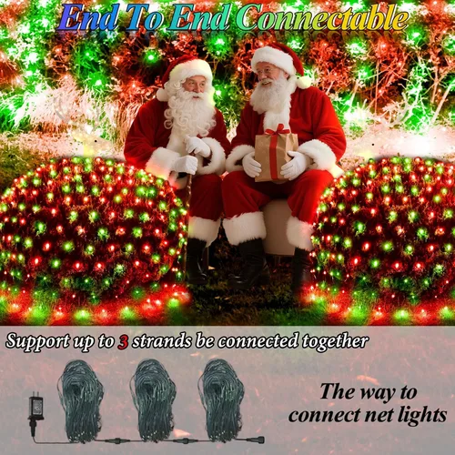 Vista 5 de OYCBUZO 204 luces LED de red, 9.8 pies x 6.6 pies, 35 colores cambiantes, cadena de luces de malla de Navidad, luces de hadas conectables