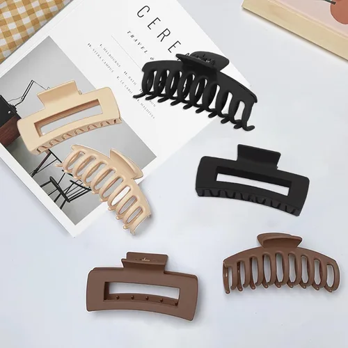 Vista 6 de Paquete de 6 pinzas para el cabello de 4 pulgadas para cabello grueso, pinzas de pelo mate grandes para mujeres, pinzas de plátano de sujeción fuerte