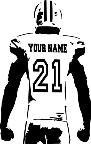 Vista 2 de Calcomanía de pared personalizada de fútbol – Elige tu nombre – Números personalizados camisetas de jugador – Adhesivo decorativo para dormitorio