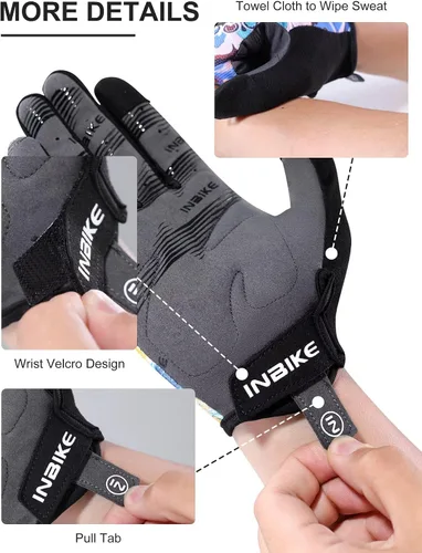 Vista 6 de INBIKE Guantes de ciclismo para hombres y mujeres, guantes de bicicleta transpirables con dedos completos, antideslizantes, pantalla táctil