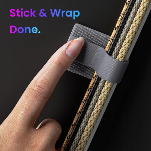 Vista 4 de LX IntMfr. Sujetacables de gancho y bucle, correas de cable autoadhesivas de gancho y bucle, organizador de cables con parte trasera adhesiva, clip