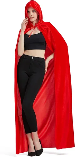 Vista 2 de Capa con capucha unisex con capucha para hombres y mujeres, capa de bruja de vampiro, disfraz de Halloween y Navidad