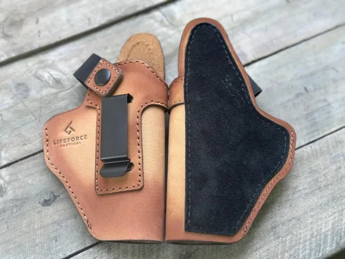 Vista 3 de Fundas de cuero para transporte de apéndice y dibujo cruzado de Glock 43X y 19 IWB/OWB