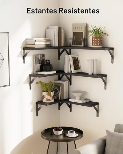 Vista 6 de AMADA HOMEFURNISHING - Juego de 6 estantes de pared, estantes flotantes de madera para decoración, estilo rústico de granja para dormitorio
