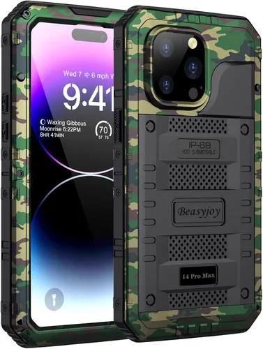 Vista 11 de Beasyjoy Funda impermeable de metal para iPhone 11, resistente, a prueba de golpes, a prueba de polvo, protección resistente, pantalla incorporada