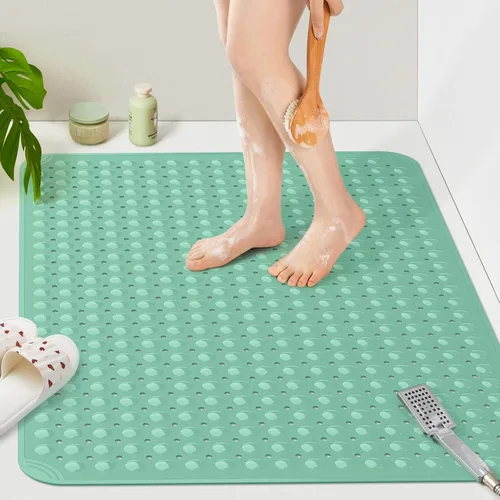 Vista 13 de Yolife Tapete de ducha extra grande, 34.3 pulgadas de largo x 23.3 pulgadas de ancho, tapete de ducha antideslizante de elastómero termoplástico