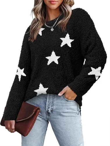 Vista 2 de StunShow Suéter de manga larga con abertura lateral para mujer, suéter de gran tamaño para otoño (S-3XL)