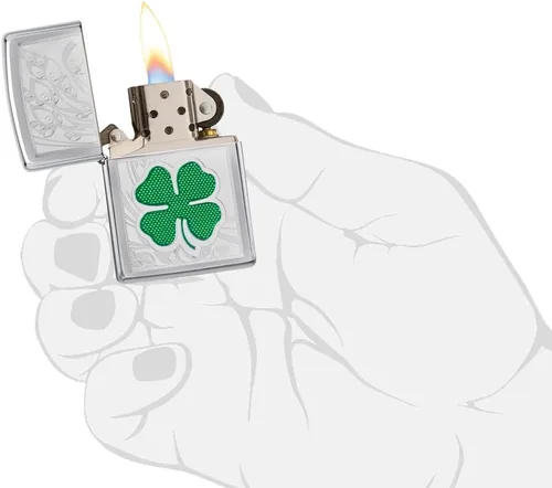 Vista 5 de Zippo Clover Design - Encendedor de bolsillo, cromo pulido, talla única (ZO24699)