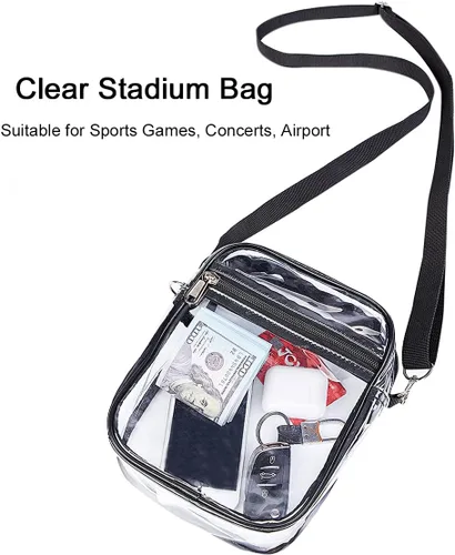 Vista 5 de COVAX Bolso cruzado transparente, aprobado por estadios para conciertos, festivales