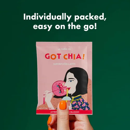 Vista 9 de Le Food Got Chia! Superfood Latte - Mezcla de bebida de semillas de chía Clean Label (6 cajas de 4, flor ámbar oolong)