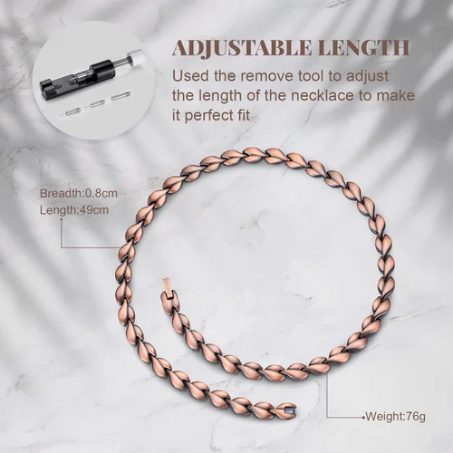 Vista 5 de RainSo Collar magnético de cobre puro en forma de corazón para mujer, regalo ajustable para mujeres