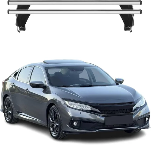 Vista 12 de Barras transversales de techo OMAC para Honda Civic Hatchback 1996-2000, con cierre, 49.9 kg, aluminio, negro, 2 piezas, se ajusta a portaequipajes