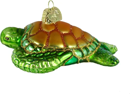 Vista 14 de Old World Christmas Adornos: Adornos de cristal soplado de animales marinos y acuáticos para árbol de Navidad, delfín juguetón