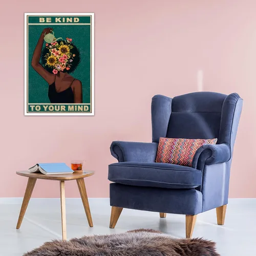 Vista 7 de Dcvjiy Póster retro con texto en inglés «Be Kind To Your Mind» de moda con texto en inglés «Be Kind To Your Mind» («Be Kind To Your Mind») con texto