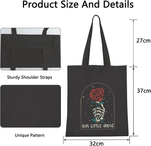 Vista 4 de POFULL Dark Romance Gift Run Little Mouse Tote Bag Book Lover Gift Book Club Gift