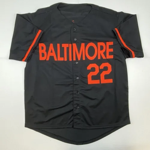 Vista 4 de Camiseta de béisbol negra de Baltimore de 1990 firmada y con COA JSA de Jim Palmer HOF