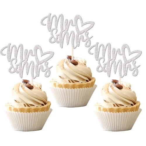 Vista 8 de 36 piezas de decoración para cupcakes con corazón de amor con purpurina para despedida de soltera, para boda, compromiso, cumpleaños, aniversario