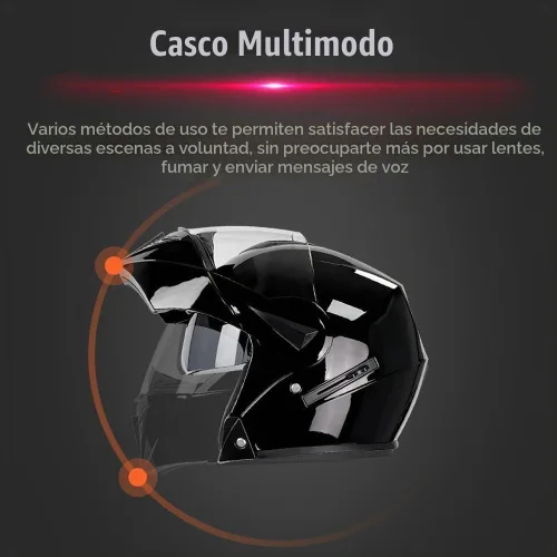 Vista 4 de Casco de motocicleta Bluetooth aprobado por DOT - Casco modular de cara completa con visera doble abatible, carcasa de ABS, sistema de ventilación