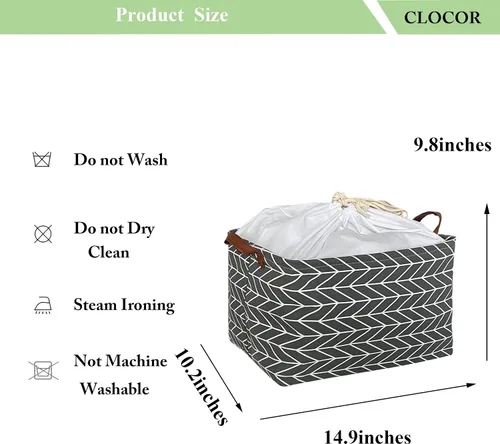 Vista 6 de CLOCOR Cesta de almacenamiento rectangular, cesta de almacenamiento plegable con bonito patrón, caja de almacenamiento de revestimiento impermeable