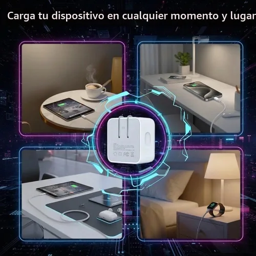 Vista 7 de Paquete de 2 cargadores USB C de 40 W de carga rápida, adaptador