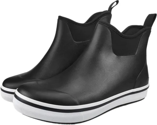 Vista 6 de SYLPHID Botas de tobillo para hombre, impermeables, zapatos de lluvia de neopreno, calzado de goma para jardinería, pesca, caza y campamento