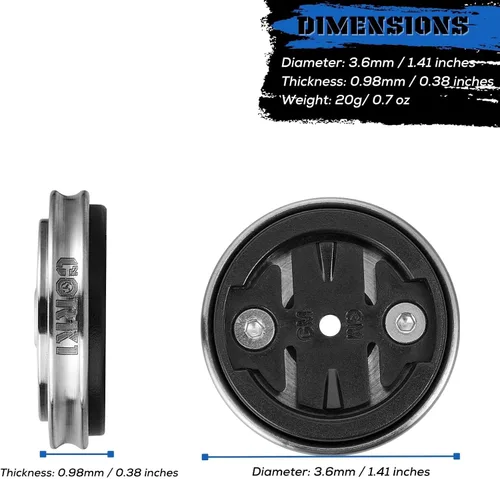 Vista 2 de corki Cycles Titanio Stem Auriculares Top Cap Bike Mount Compatible para Wahoo Garmin Cateye Bryton