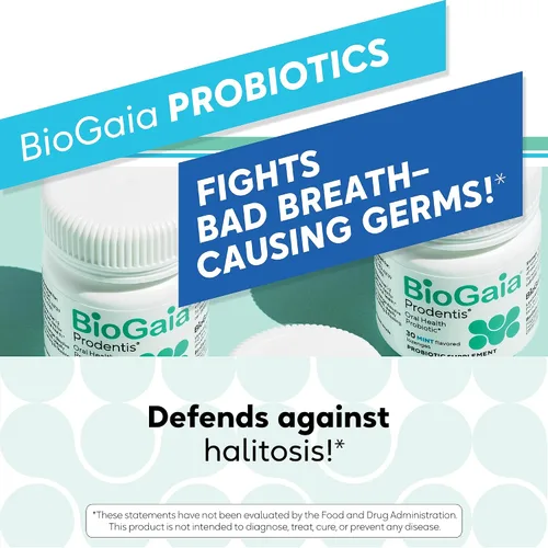 Vista 4 de BioGaia Prodentis Probióticos orales Promueve encías y dientes saludables Defiende contra el mal aliento y problemas dentales Mejora