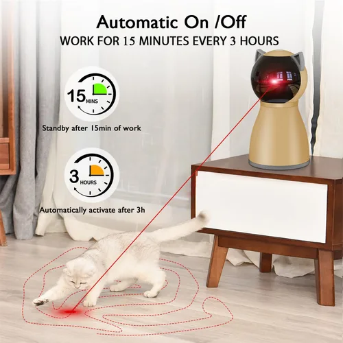 Vista 3 de Valonii Juguete Láser Interactivo Automático para Gatos de Interior, Juguetes Láser Recargables de Trayectoria Real Aleatoria