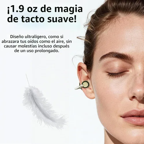 Vista 4 de PEICHENG Auriculares inalámbricos Bluetooth, reproducción 5H 50mAh+400mAh estuche de alimentación con pantalla digital (beige)