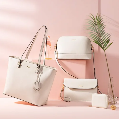 Vista 8 de LOVEVOOK Bolsos de mano para mujeres, bolsos de hombro, bolso tote, bolso satchel, bolso hobo, conjunto de bolso de 3 piezas