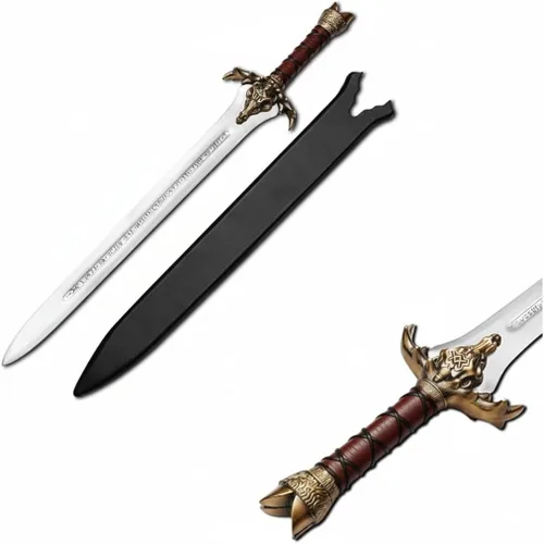 Vista 2 de Espada vikingo Conan The Steel Barbarian Father Prop hecha a mano, espada atlante de Damasco Conan, espada vikinga, regalos vikingos para hombres