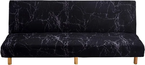 Vista 15 de WOMACO Funda Elástica para Futón Fundas para Sofá Cama Tamaño Full Twin Queen Negro Sin Brazos Protector de Sofá Loveseat con Fondo Elástico