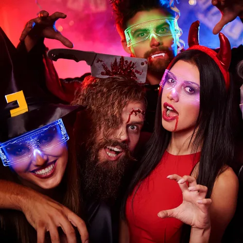 Vista 6 de MEILI Luminous Glasses LED Visor Glasses7 Colors Light Up Glasses for Adult Party Cosplay Halloween Bar Club White
