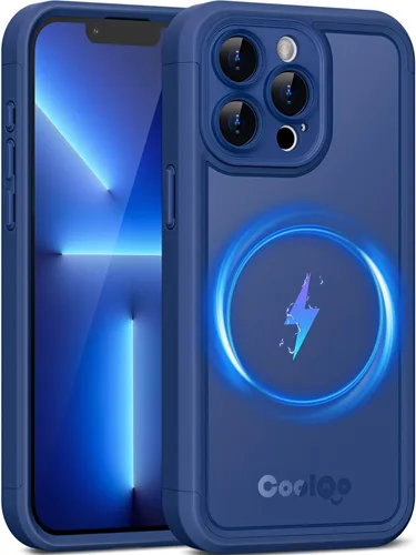 Vista 16 de COOLQO Funda magnética para iPhone 12, doble capa mate resistente a los arañazos, color negro
