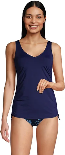 Vista 4 de Lands End Traje de baño tankini largo resistente al cloro ajustable con cuello en V y aros para mujer