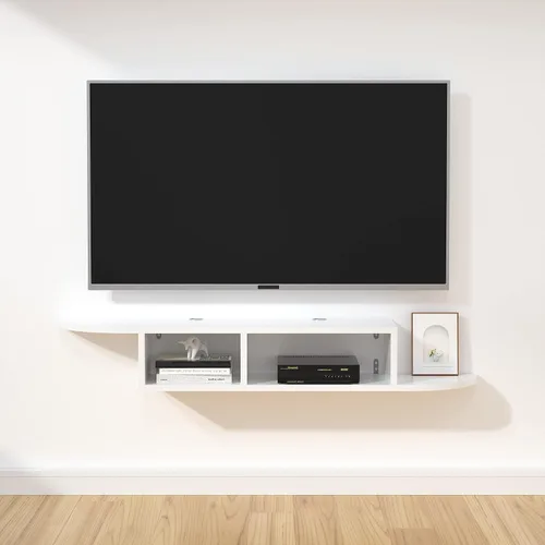 Vista 9 de GHC Soporte de TV flotante, centro de entretenimiento montado en la pared y estante de gabinete, consola de TV con almacenamiento, consola Negro