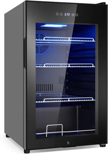 Vista 25 de Refrigerador de bebidas de 17 pulgadas de ancho – Enfriador de bebidas para 126 latas con puerta de vidrio Mini refrigerador de cerveza