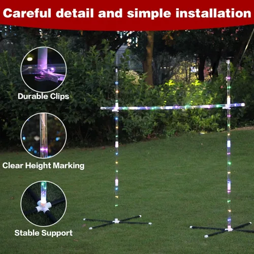 Vista 3 de Juegos al aire libre para adultos y familias y niños, juegos de limbo 2 en 1 con luz LED, perfectos para camping, playa, césped