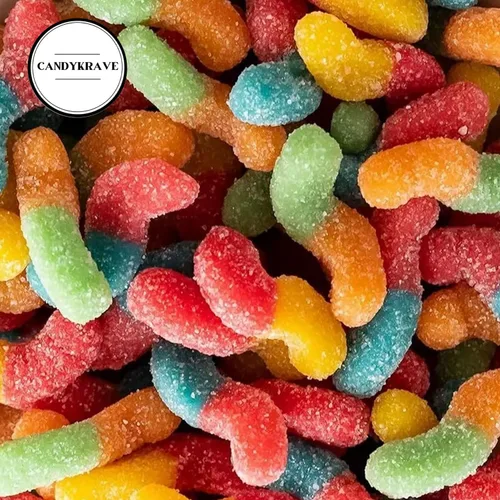 Vista 6 de SourBrite Crawlers Minis - Gusanos de gomita de caramelo, sabores afrutados dulces y picantes, bolsas envueltas individualmente, caramelos surtidos