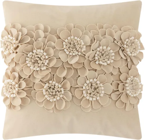 Vista 14 de JWH Fundas de cojines decorativos con flores 3D hechas a mano, estéticas, fundas de almohadas de acento floral, fundas de almohada de terciopelo Azul