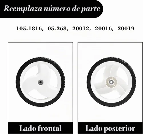 Vista 3 de Cluparis Ruedas traseras para cortacésped 105-1816 (paquete de 2), repuesto de 12 pulgadas para Toro Recycler 205-268 20012 20016 20019, ruedas