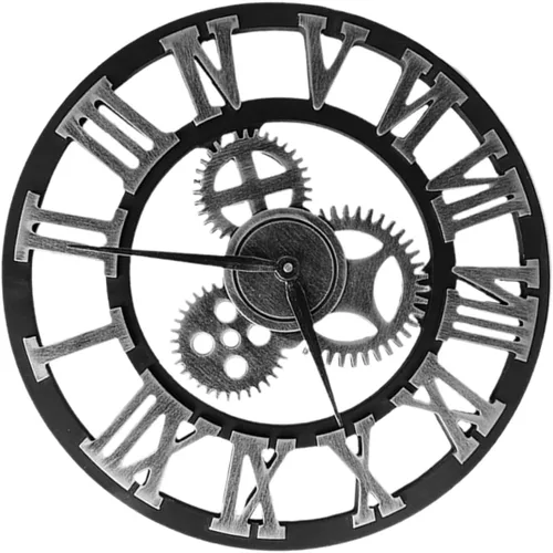 Vista 10 de IMIKEYA Reloj de pared vintage steampunk reloj de pared de metal engranaje de pared reloj digital digital de pared silencioso moderno reloj de bambú