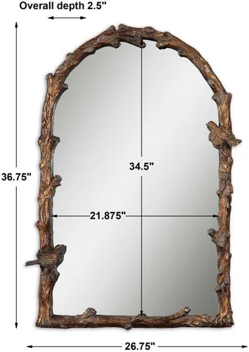 Vista 4 de Uttermost Paza Gold - Espejo de pared con arco de pájaros cantores de 26 x 37 pulgadas
