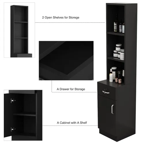 Vista 3 de Paddie Estaciones de peluquería de montaje en pared para estilista, juego de equipos de peluquería para estilista, muebles de spa de belleza
