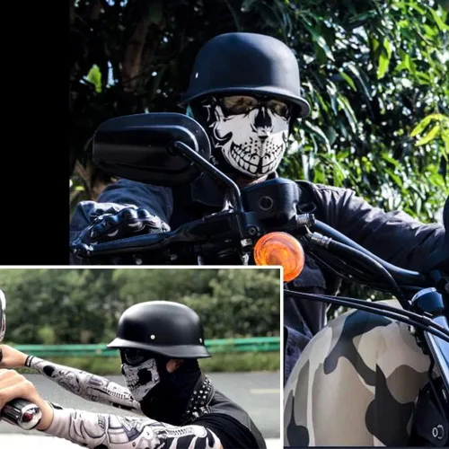 Vista 5 de Medio casco alemán, para adultos, de verano, hecho a mano, estilo vintage, casco, casco de motocicleta, scooter, casco genial para hombres y mujeres