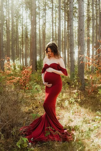 Vista 7 de Saslax - Vestido de maternidad sin mangas, ajustado al hombro, sin mangas, para fotografía